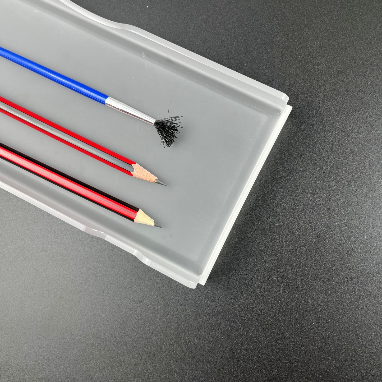 acrylic pencil holder pen tray with personalized engraving | Large size