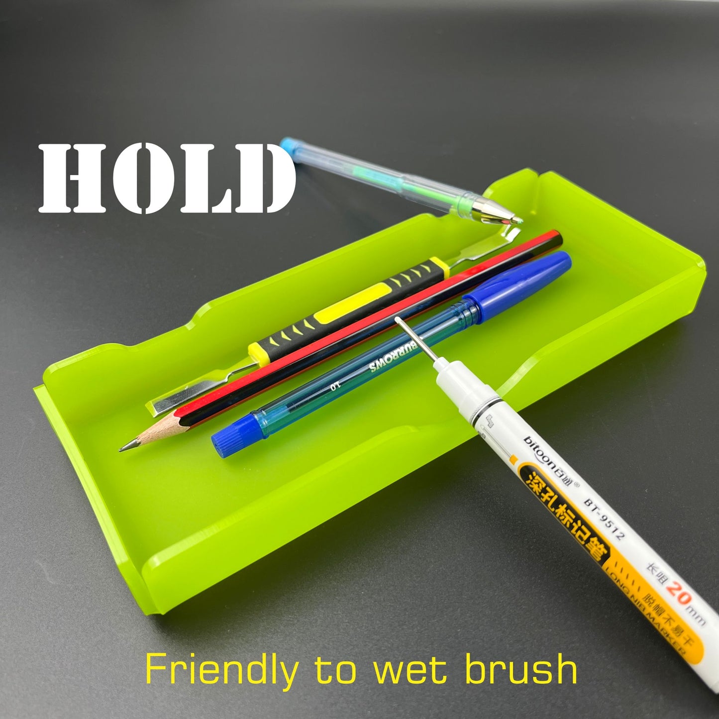 acrylic pencil holder pen tray with personalized engraving | Large size