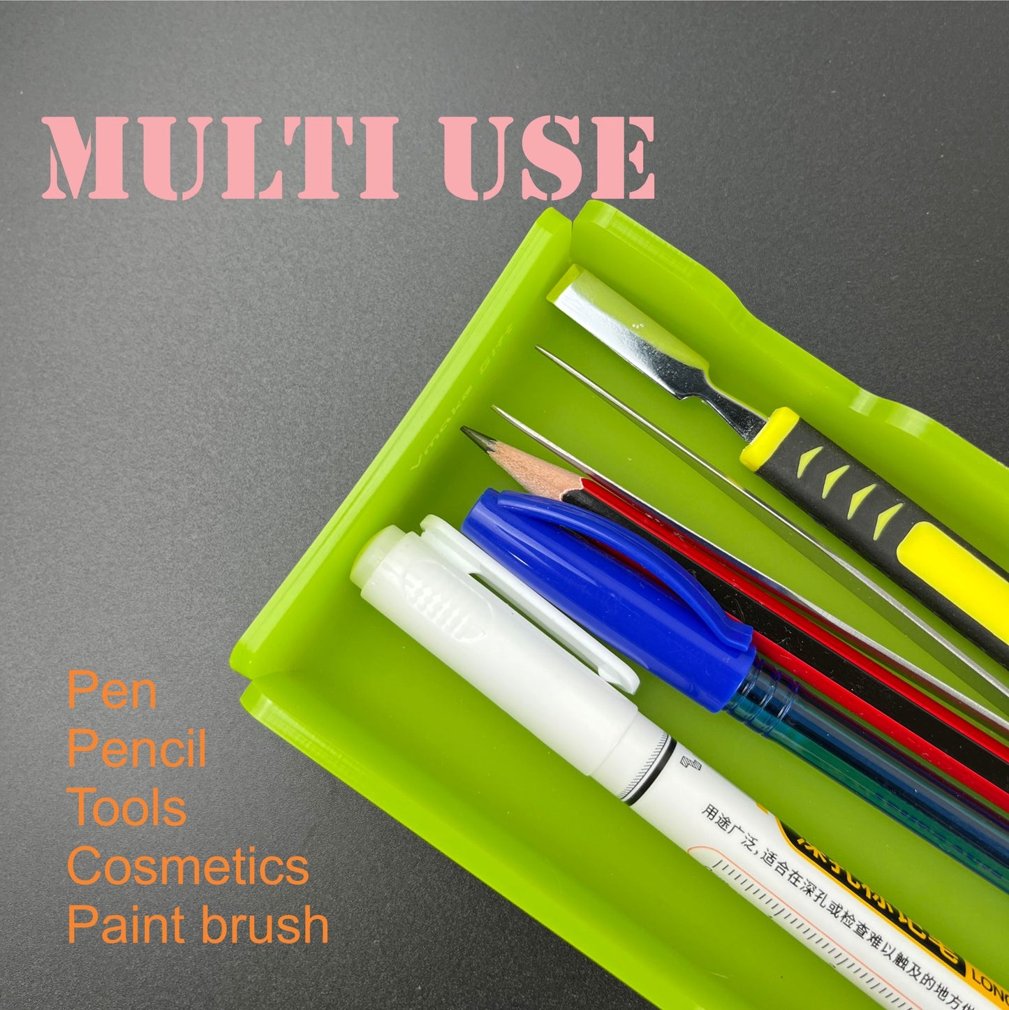 acrylic pencil holder pen tray with personalized engraving | Large size