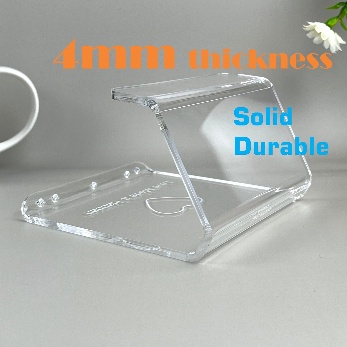 iPad stand 4mm clear acrylic | tablet holder 3mm clear satin
